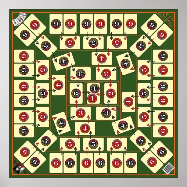 Six Generations Board Card Game - Genealogical Map Poster (Front)