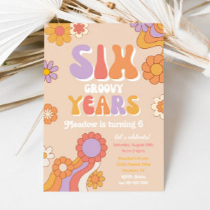 Six Groovy Years Invitation 6th Birthday Invite