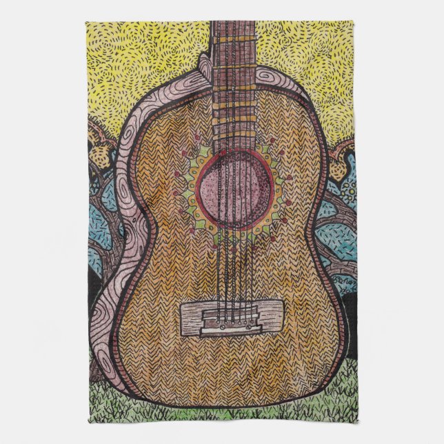 #Six Guitar Dish Towel Design (Vertical)