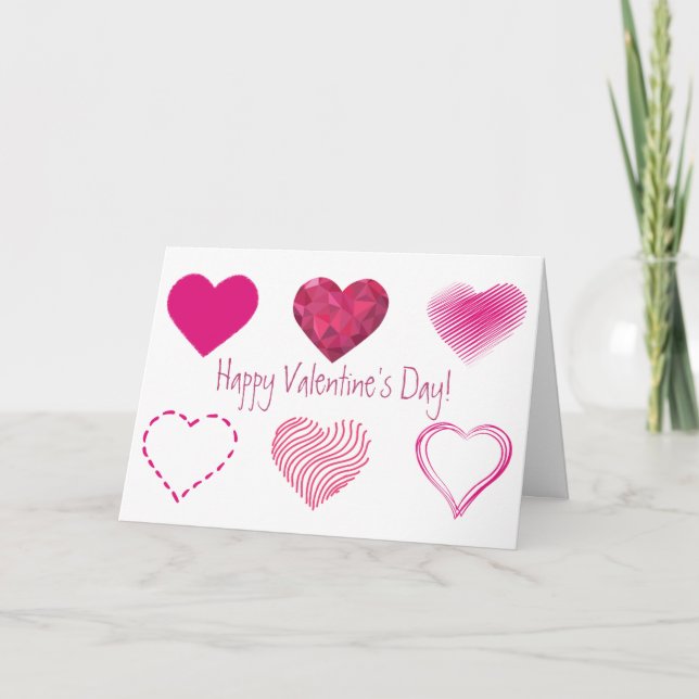 Six Hearts Valentine's Day Card Customisable (Front)