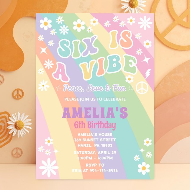 Six is a vibe birthday invitation (Creator Uploaded)