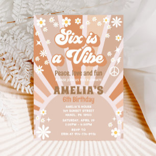 Six is a vibe birthday invitation