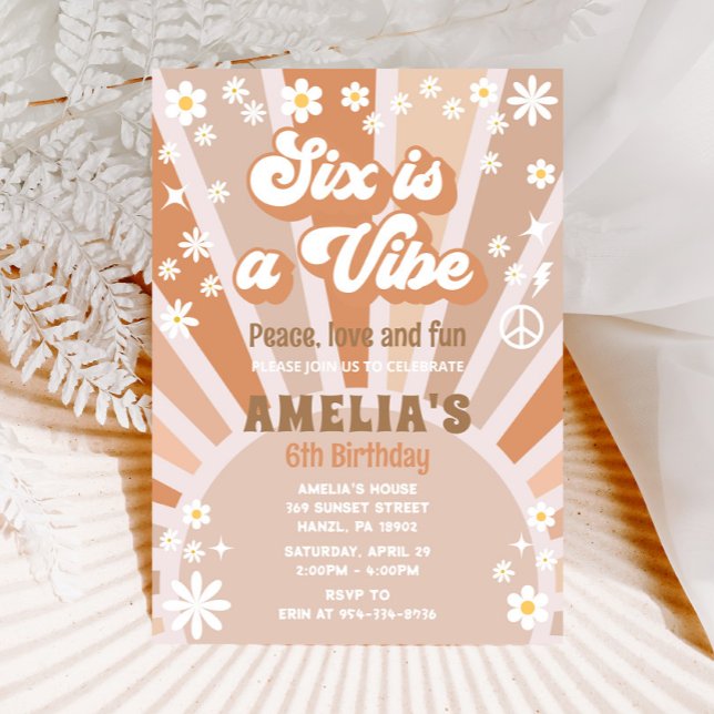 Six is a vibe birthday invitation (Creator Uploaded)