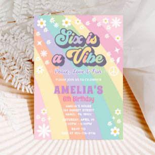 Six is a vibe birthday invitation