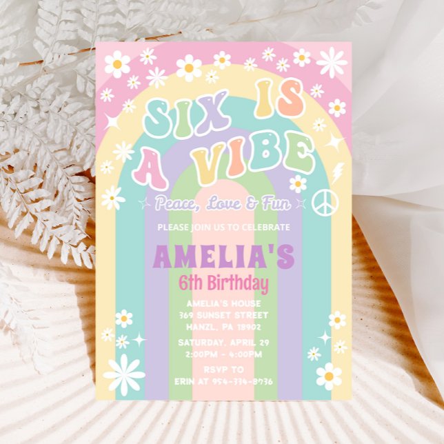 Six is a vibe birthday invitation (Creator Uploaded)