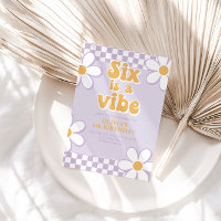 Six is a Vibe Retro Check Lilac Daisy