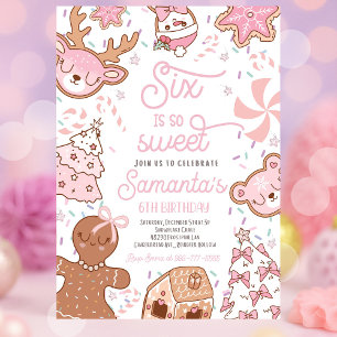 Six Is So Sweet Christmas Cookie Birthday Party Invitation