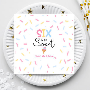 Six Is So Sweet Ice Cream 6th Birthday Party Napkin