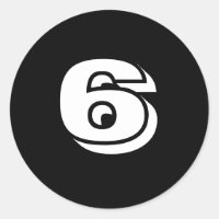 Six Large Round Black Number Stickers by Janz