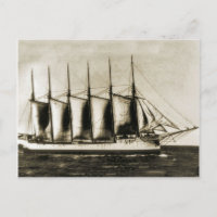 Six masted wooden ship