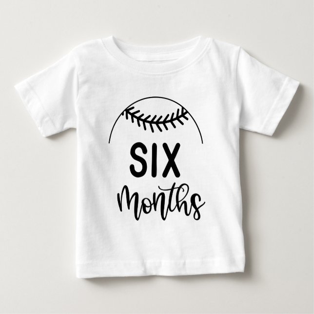 Six Months Baseball Baby Milestone - T-Shirt (Front)