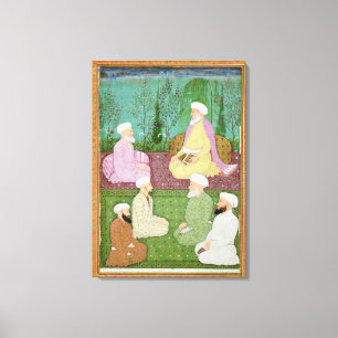 Six Muslim holy men seated on a garden terrace, fr Canvas Print