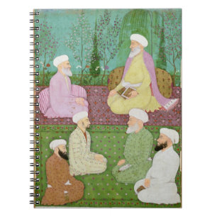 Six Muslim holy men seated on a garden terrace, fr Notebook