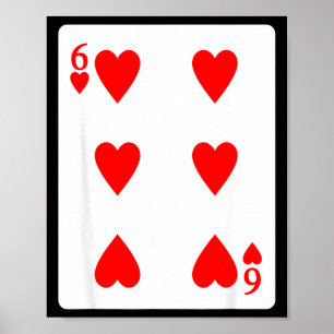 Six Of Hearts Playing Card Valentine Costume  Poster