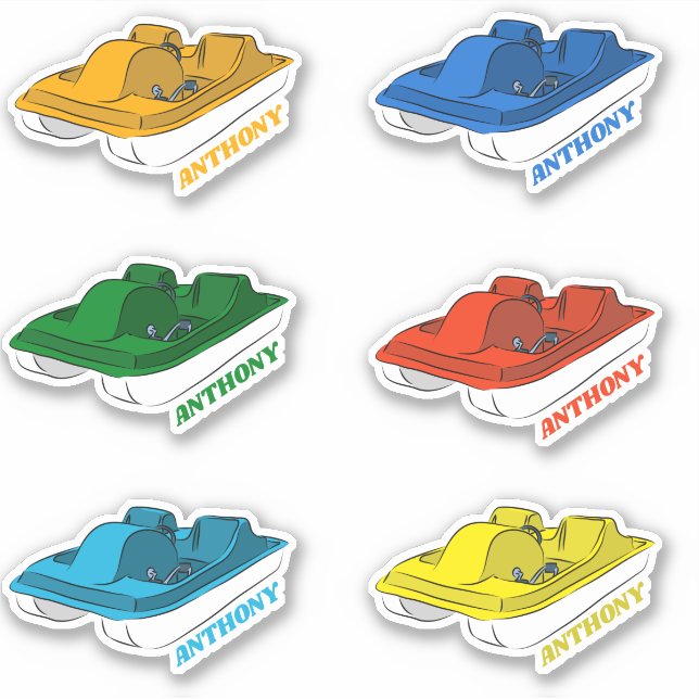 Six Personalised Pedal Boat Assorted Colours (Front)