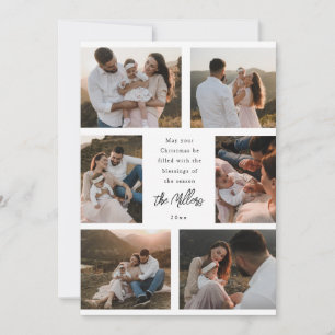 Six Photo Modern Script Flat Holiday Card