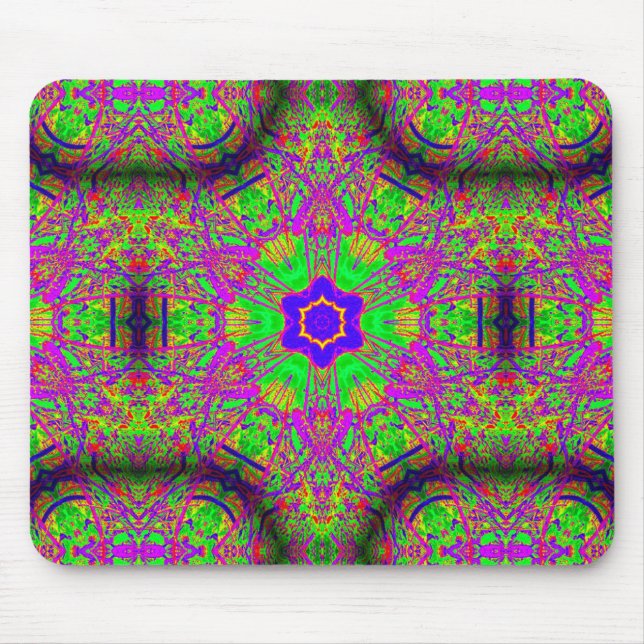 six-point blue star purple green mouse pad (Front)