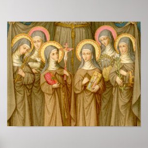 Six Poor Clare Saints (SAU 027) 11"x14" only Poster