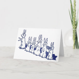 Six Rabbits Sit Up and Clap Their Paws Card