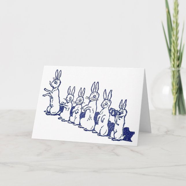 Six Rabbits Sit Up and Clap Their Paws Card (Front)