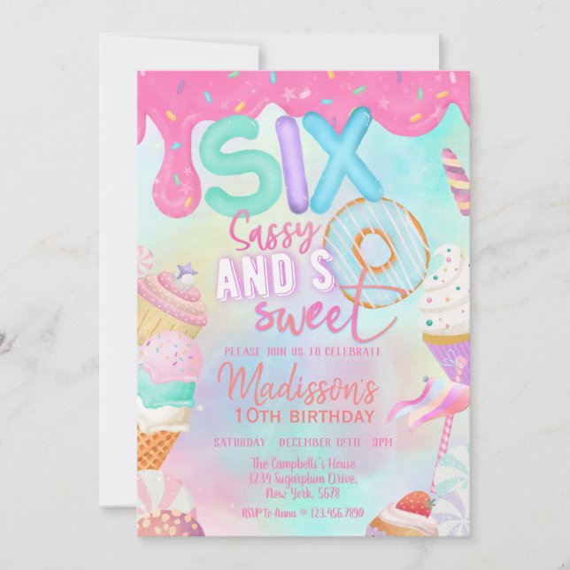 Six Sassy and So Sweet Invitation (Front)