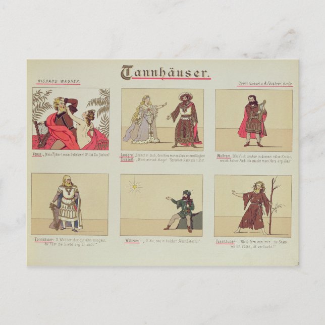Six scenes relating to the opera 'Tannhauser' Postcard (Front)