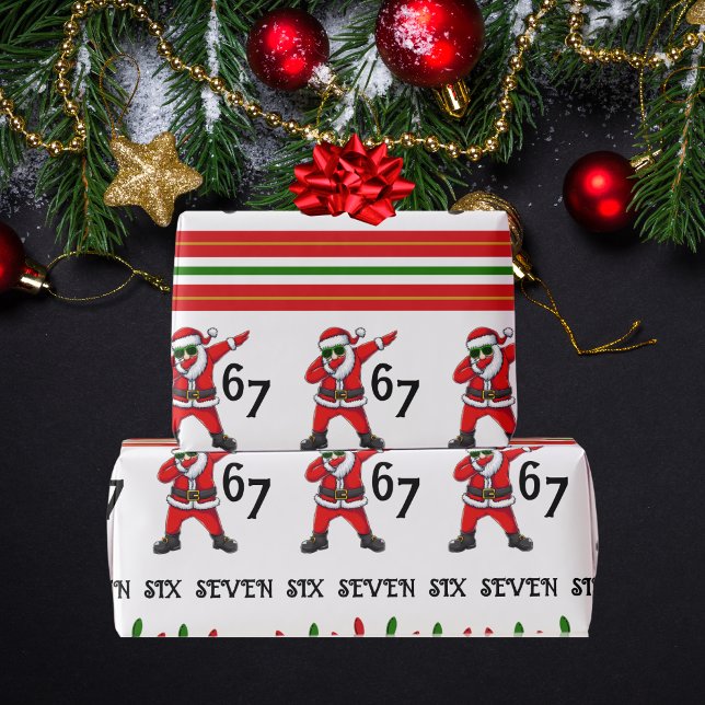 Six Seven 67 6 7 6-7 Meme Santa Dubbing Christmas Wrapping Paper (Creator Uploaded)