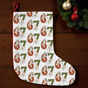Six Seven 67 6 7 Christmas Santa Elf Meme Small Christmas Stocking