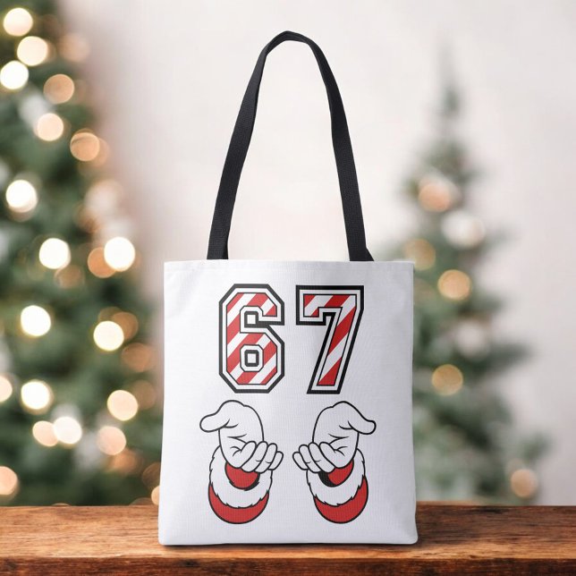  Six Seven 67 6 7 Festive Christmas Meme Holiday Tote Bag (Creator Uploaded)