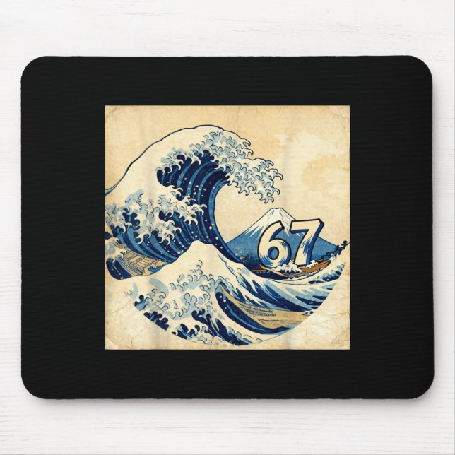 Six Seven 67 6-7 Japanese The Great Wave Off Kanag Mouse Pad (Front)