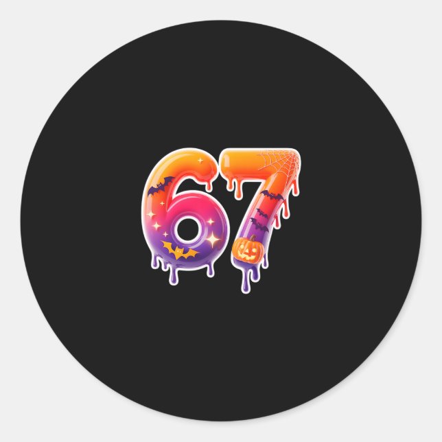 Six Seven 67 6 7 Meme Design Funny Ice Cream Drip  Classic Round Sticker (Front)