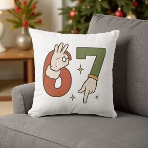  Six Seven 67 6 7 Santa Elf Christmas Meme Cushion