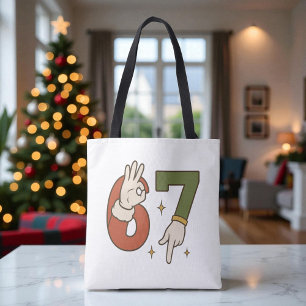 Six Seven 67 6 7 Santa Elf Christmas Meme Tote Bag