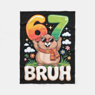 Six Seven 67 Bruh Groundhog Funny 6 7 Meme Boys Ki Fleece Blanket