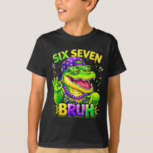 Six Seven 67 Bruh Mardi Gras Mardigator Alligator T-Shirt