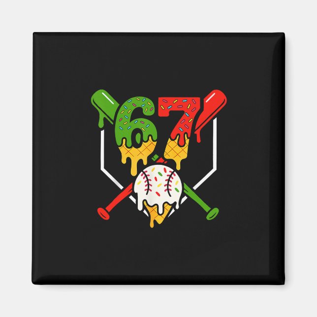 Six Seven 67 Bysebyll Ice Cream Drip Cool Gen Alph Magnet (Front)
