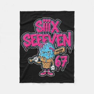 Six Seven 67 Bysebyll Player Ice Cream Drip Meme L Fleece Blanket