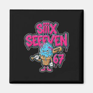 Six Seven 67 Bysebyll Player Ice Cream Drip Meme L Magnet