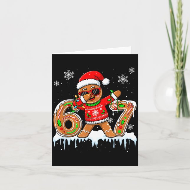 Six Seven 67 Christmas Funny Santa Gingerbread Dab Card (Front)