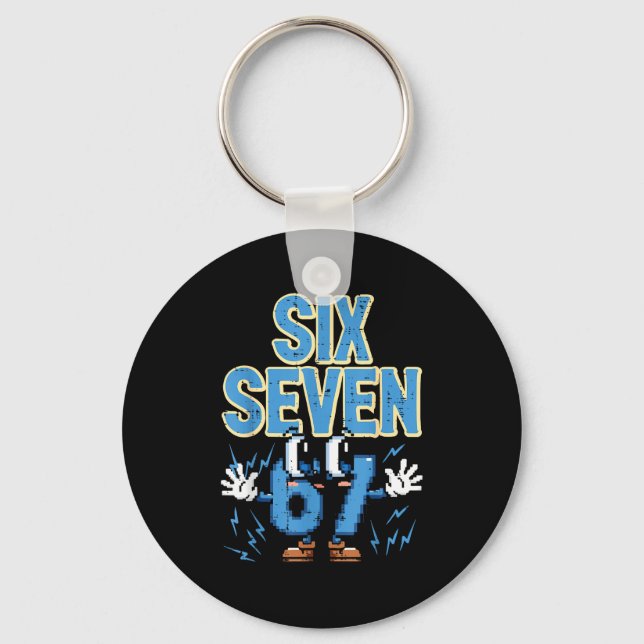 Six Seven 67 Eyes Funny 6 7 Meme Gen Alpha Boys Gi Key Ring (Front)