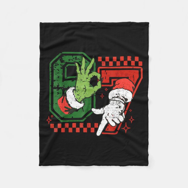 Six Seven 67 Funny Christmas Meme Humor Trendy Cou Fleece Blanket (Front)