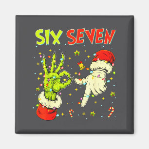 Six Seven 67 Funny Hand-sign Christmas Meme  Magnet