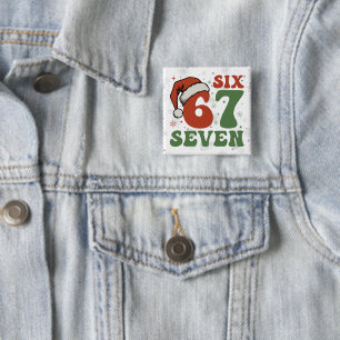 Six Seven 67 Funny Santa Hat Christmas Xmas Meme 15 Cm Square Badge