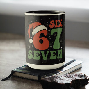 Six Seven 67 Funny Santa Hat Christmas Xmas Meme Mug
