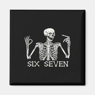Six Seven 67 Hand Sign Skeleton Meme Halloween Cos Magnet