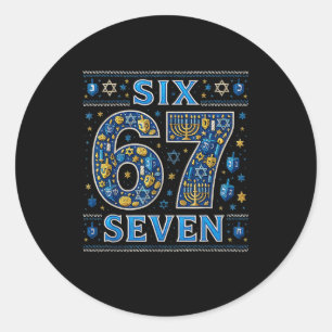 Six Seven 67 Hanukkah Festival Of Lights Quote  Classic Round Sticker