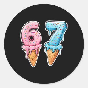 Six Seven 67 Ice Cream Drip Sports Cool Meme Funny Classic Round Sticker