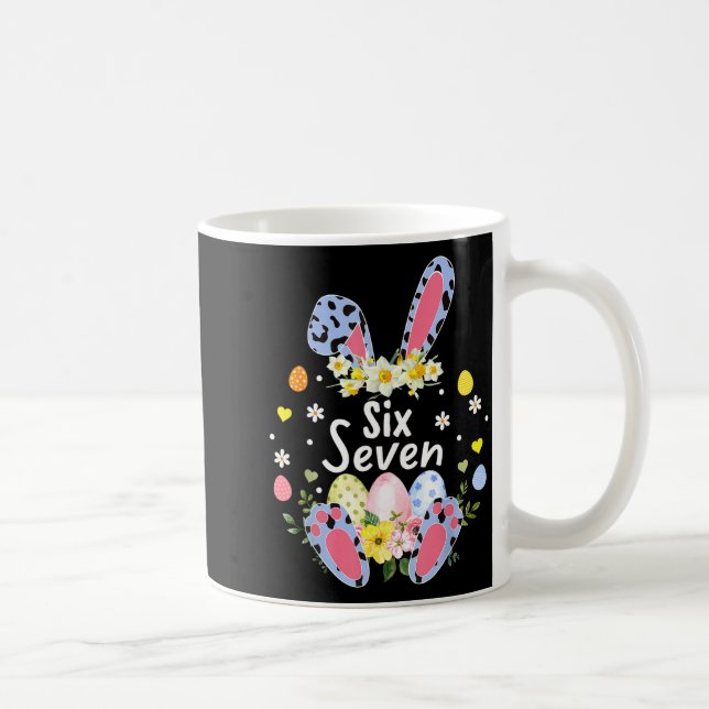 Six seven 67 meme 6 7 bunny leopard kids funny coffee mug (Right)