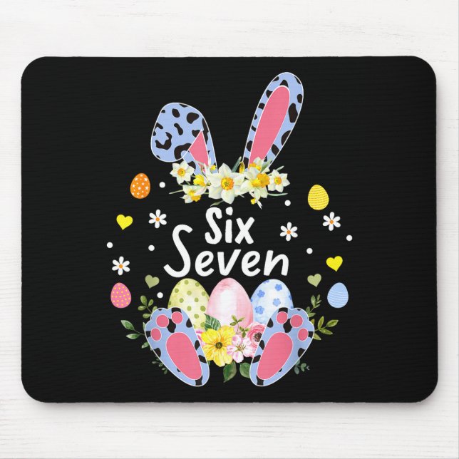 Six Seven 67 Meme 6 7 Bunny Leopard Kids Funny Eas Mouse Pad (Front)