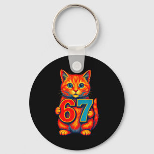 Six Seven 67 Meme 6 7 Cat Youth Boy Girl  Key Ring